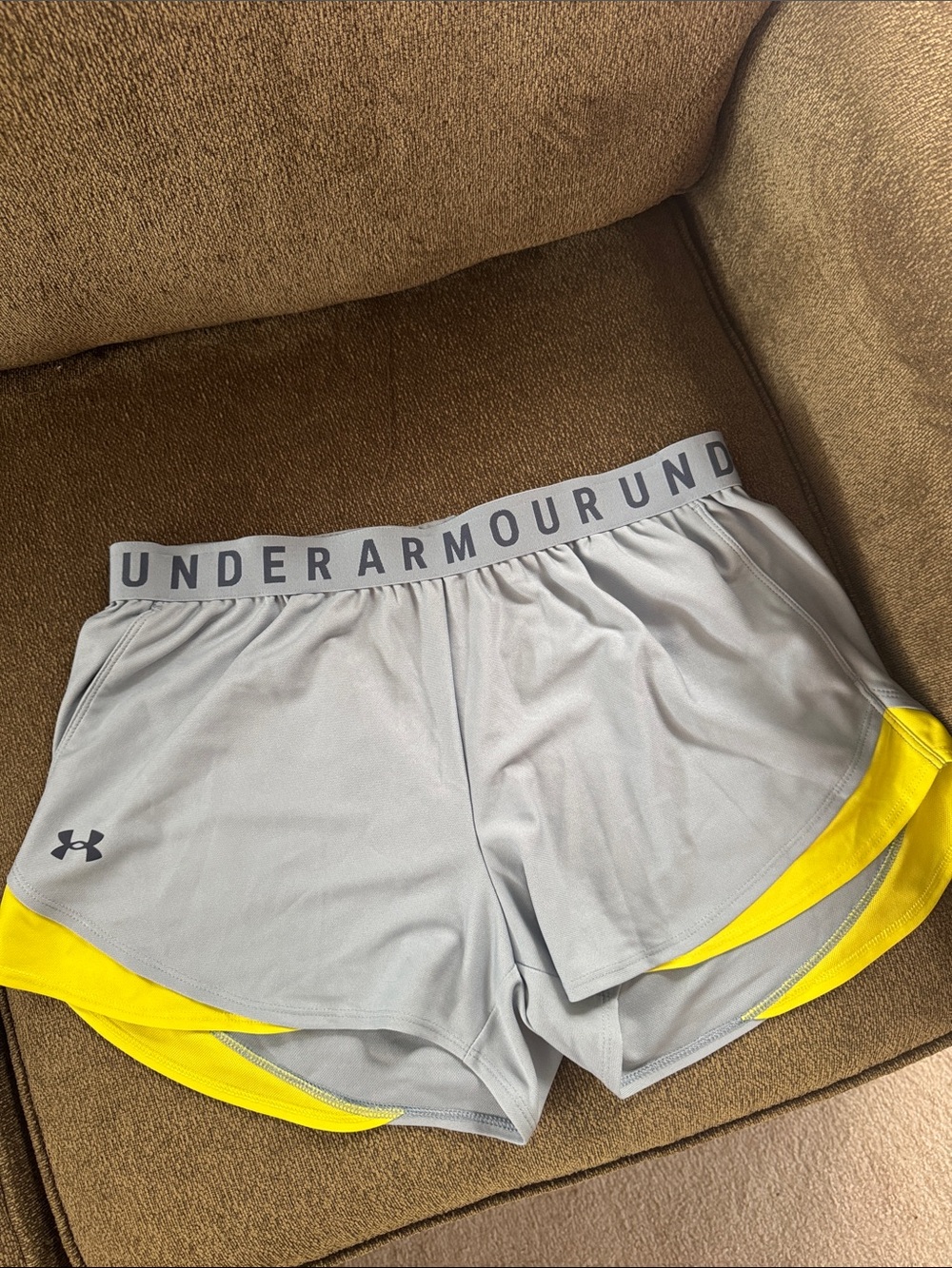 Under Armour Women’s Light Gray & Yellow Athletic Shorts
